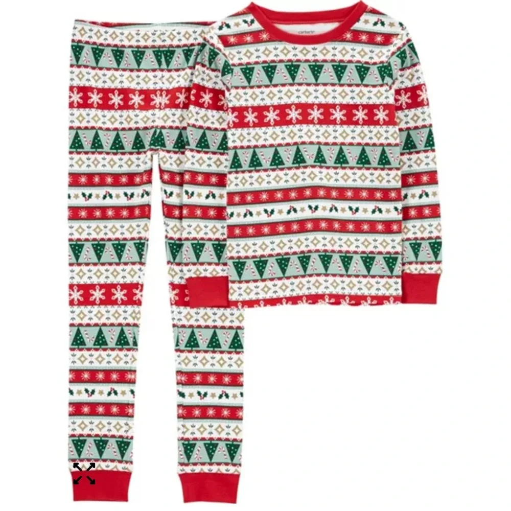 Carters Adult Unisex Fair Isle Christmas Snug Fit Cotton Family Pajama Set Small
